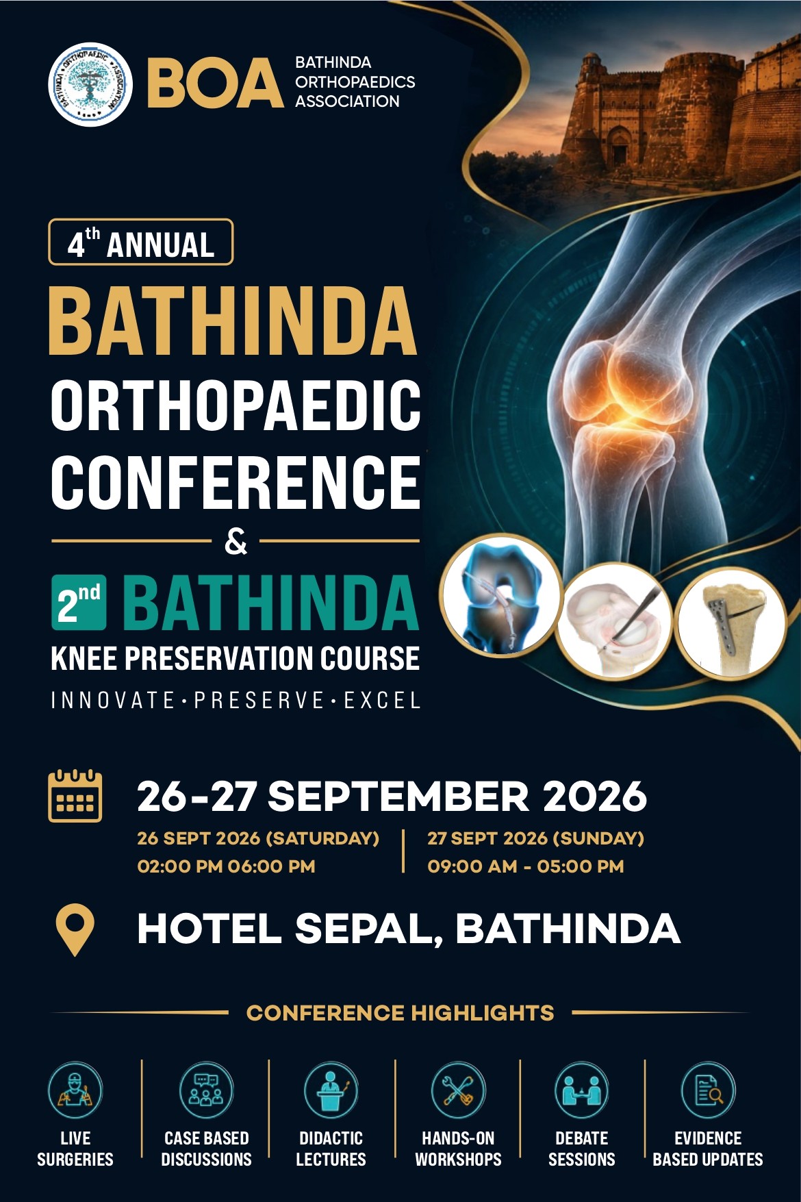 4th Annual Bathinda Orthopaedic Conference & 2nd Bathinda Knee Preservation Course — Hotel Sepal, Bathinda, Bathinda, Punjab, India